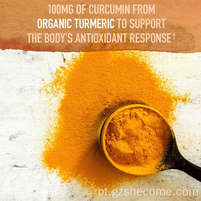 Comprimidos de resposta inflamatória de cúrcuma com força orgânica